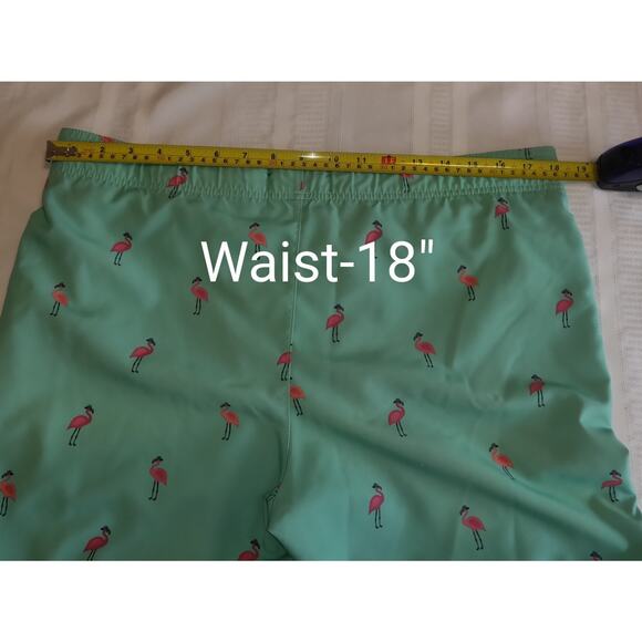 Hollister Mens Swim Trunks Sz S Green Pink Flamingos Lined Swimwear Shorts SMALL - Picture 8 of 16